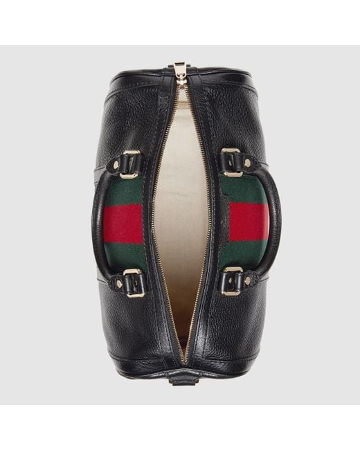 Gucci vintage web boston shop bag black
